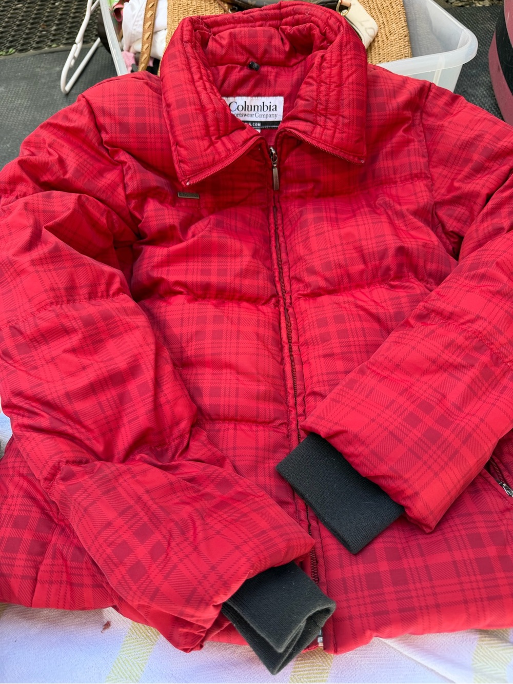 Columbia Red Plaid Kids Puffer Jacket